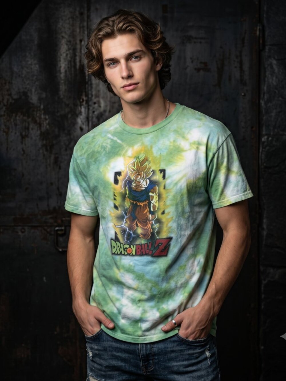 Dragonball Z Gildan Shirt Green Tie Dye Size Large Handmade T-shirt tee